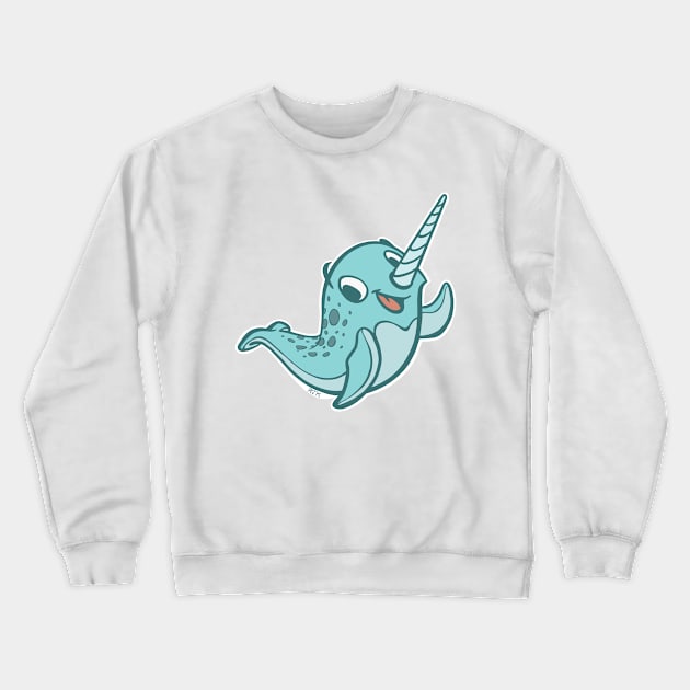 Happy Little Narwhal Waves Hi! Crewneck Sweatshirt by RJKpoyp